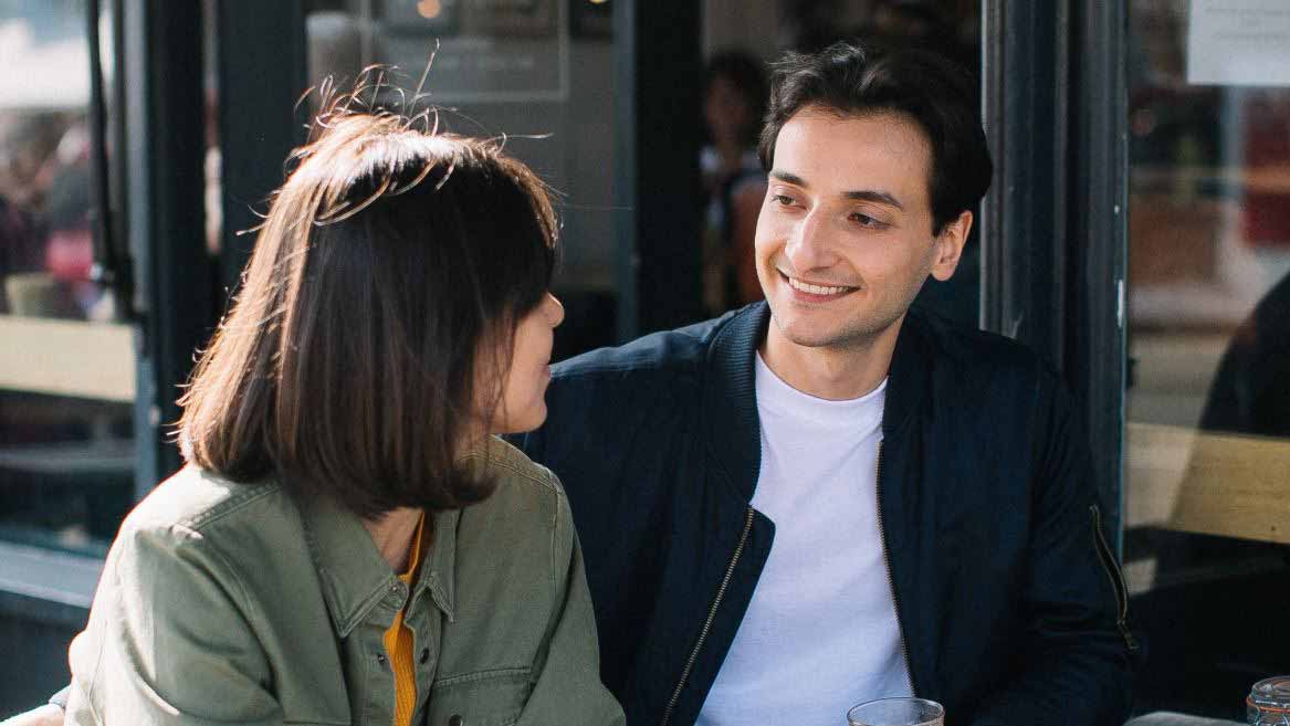 Man and woman at a table